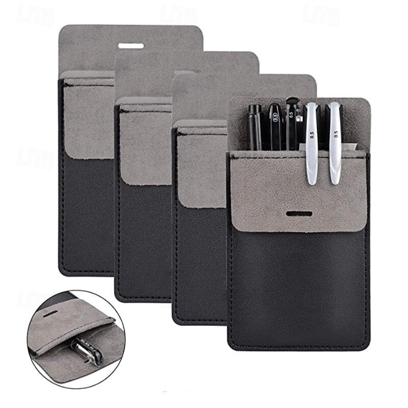 Pocket Protector, Back to School Premium PU Leather Men Women Pen Holder Pouch Pocket Organizer For Shirts, Lab Coats, Pants; Multi-Purpose-Holds Pens, Pointers, Pencils, Ruler, Tools