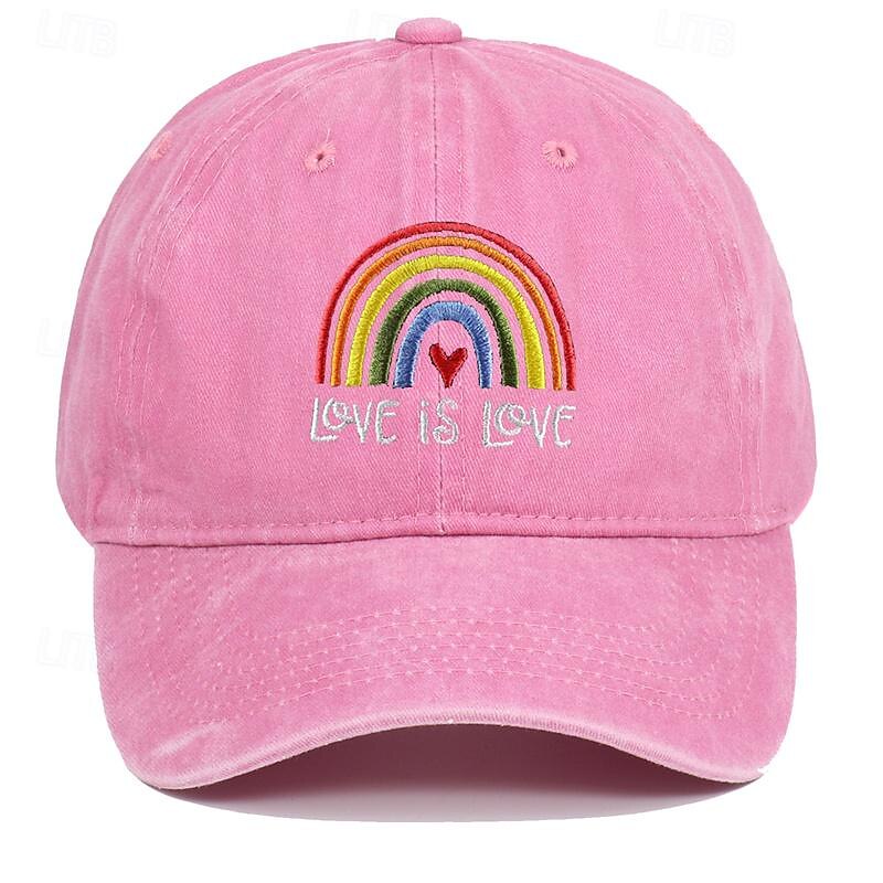 Men's Baseball Cap Sun Hat Trucker Hat Black Pink 100% Cotton Embroidered Fashion Casual Street Daily Rainbow Adjustable Sunscreen Breathable3