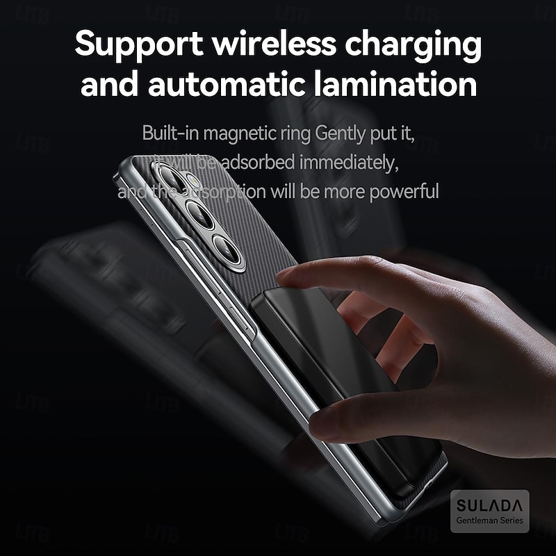 Phone Case For Samsung Galaxy Z Fold 5 Z Fold 4 Back Cover Magnetic Adsorption Support Wireless Charging Shockproof Retro PC2