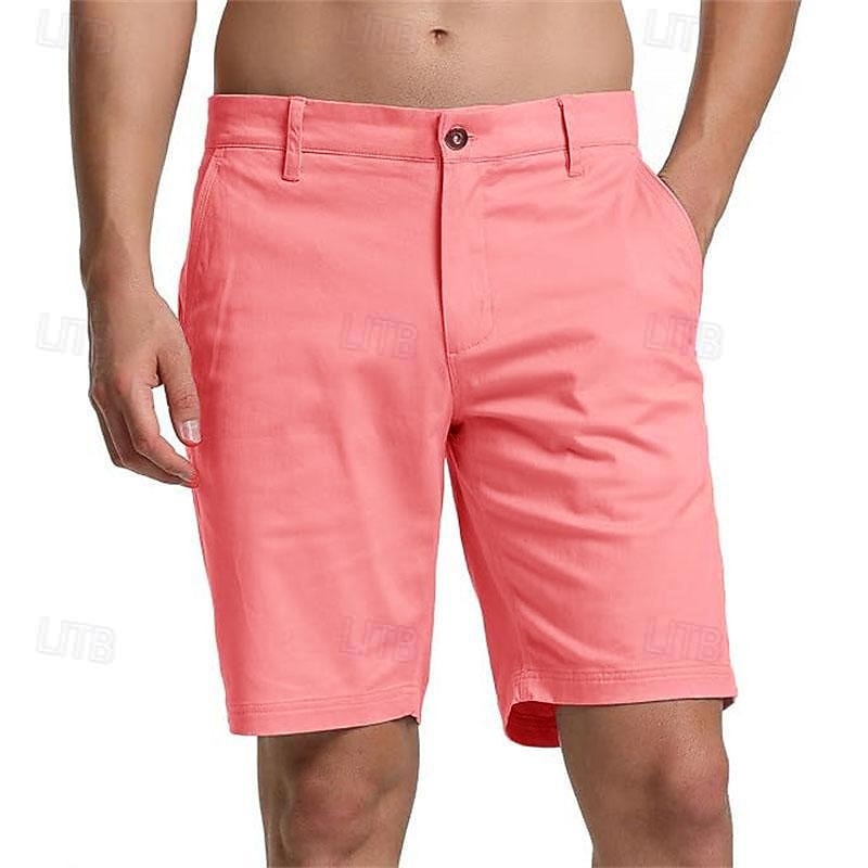Men's Pink Shorts Shorts Summer Shorts Work Shorts Button Pocket Plain Wearable Short Outdoor Daily Fashion Classic Black White