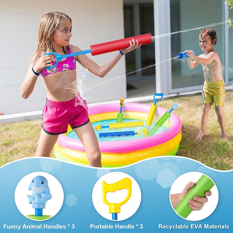 Water Gun 6 Pack Super Water Soaker Blaster Squirt Guns Water Shooter Swimming Pool Beach Summer Party Outdoor Water Game Fighting Toys for Kids Boys Girls3