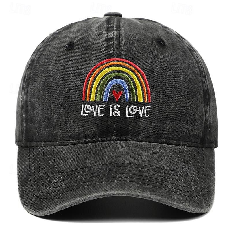 Men's Baseball Cap Sun Hat Trucker Hat Black Pink 100% Cotton Embroidered Fashion Casual Street Daily Rainbow Adjustable Sunscreen Breathable - Main Image