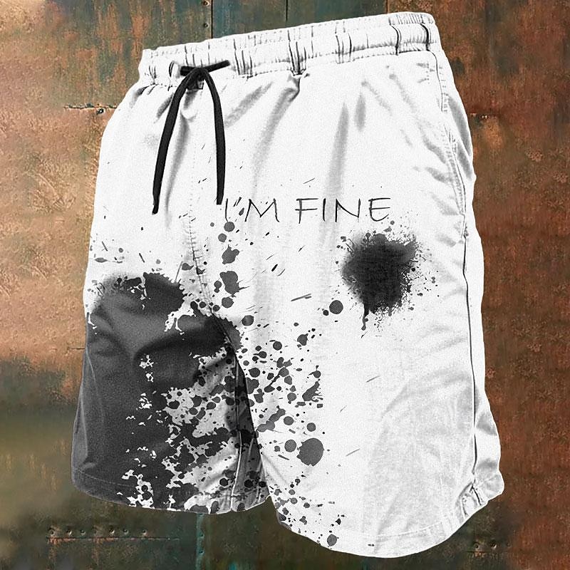 Men's Blood Splatter Letter Halloween Costumes Swim Shorts Board Shorts Swimming Trunks Mid Waist Fashion Streetwear Designer Casual Daily Holiday Drawstring Pocket Elastic Waist Designer Clothing2