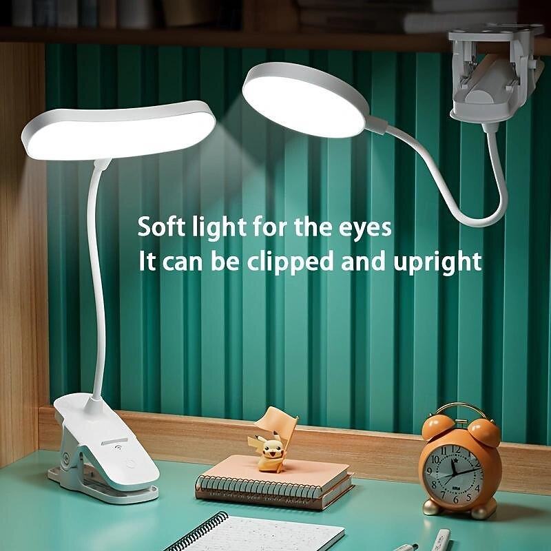 1pc USB Charging Desk Lamp with Adjustable Clamp, LED table lamp Soft Reading Light, Bedside Book Light, Gentle Night Light, LED Touch Dimming, Eye Protection Ideal for Bedside Tables or Desks3