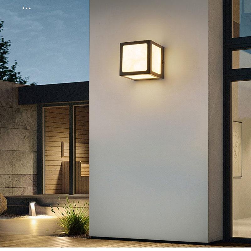 LED Outdoor Wall Lights 3-Color Light Waterproof 10/25cm Mounted Lamps Black Shell Patio Fence Cubic Warm Lighting Landscape Lamp for Outdoor Corridor Garden 110-240V