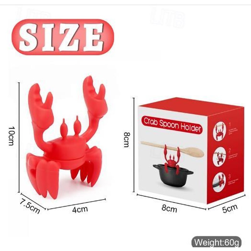 Crab Silicone Utensil Rest - Red Crab Spoon Holder, Heat-Resistant Spoon Utensil Holder Clip, Kitchen Grill Utensil Holder, Silicone Spoon Rest for Stove Top Creative Kitchen Gifts4