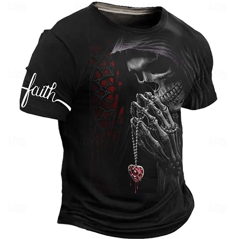 Men's Grim Reaper Dark Reaper T Shirt Short Sleeve T shirt 3D Print Crew Neck Shirt Designer Gothic Party Street Casual Black Red Blue Summer Spring Clothing Apparel S M L XL XXL XXXL