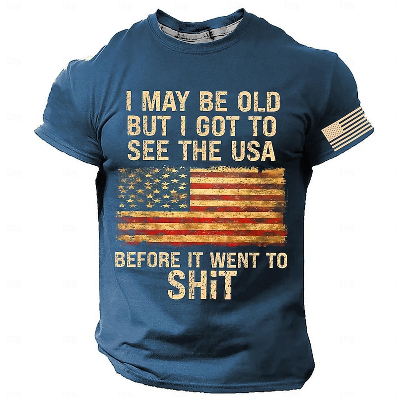 Veterans Day Men's Patriot Patriotic Veteran American Flag T shirt Short Sleeve T shirt 3D Print Crew Neck Shirt Street Style Party Birthday Street Black Blue Green Summer Spring Clothing Apparel S