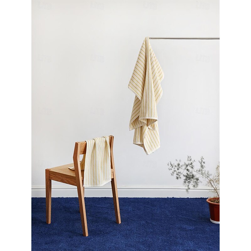 Stripe Combed Cotton Towel Double Sided Striped for Bathroom Beach Absorbent and Quick-dry4