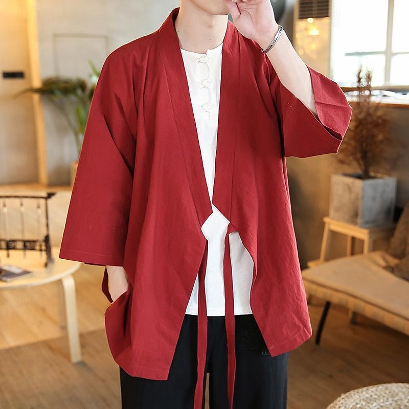 Men's Lightweight Jacket Summer Jacket Cloak / Capes Kimono Jacket Outdoor Vacation Sunscreen Breathable Spring & Summer Plain Fashion Casual Collar Regular Black Wine Navy Blue Gray Jacket