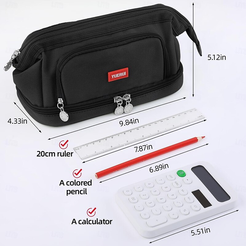 Large Pencil Case, Back to School Pencil Pouch with Zipper Compartments, Aesthetic Pencil Case for Adults, Stationery Pouch Pen Case for Office