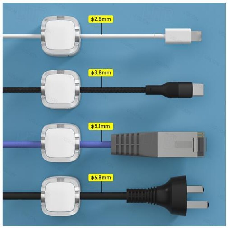 6pcs Magnetic Cable Organizer Clips - Self-Adhesive Cord Management Holder for Desk, No Nails Needed, Cable Clamp and Ties for Wire Storage and Organization3