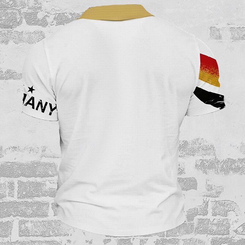 Men's Veterans Patriotic Waffle Polo Shirts Golf Shirt Short Sleeve Polo Shirts Collared Shirts Streetwear Vacation Wear Party Outfits Buttons 3D Print Summer Spring White2