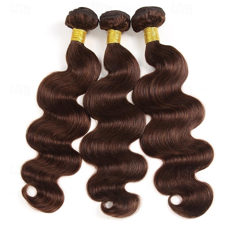 2# Body wave Human Hair Bundles Brazilian Brown Hair Weaving Bundles Brown Hair Extension Remy Chocolate Bone Human Hair 3PCS2