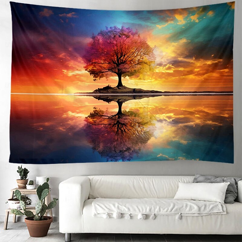 Rainbow Tree of Life Hanging Tapestry Wall Art Large Tapestry Mural Decor Photograph Backdrop Blanket Curtain Home Bedroom Living Room Decoration2
