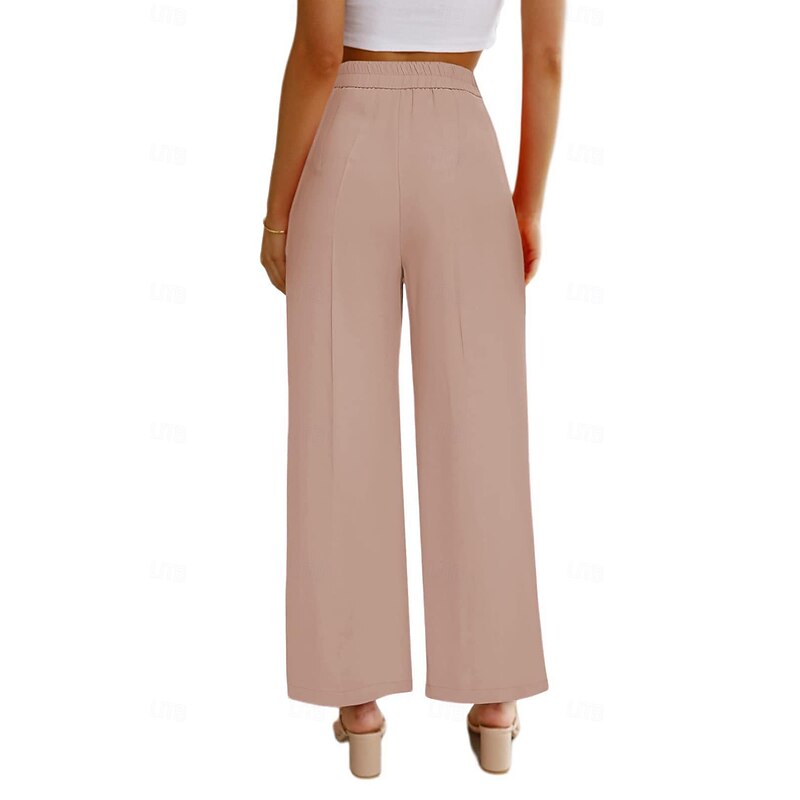 Women's Dress Pants Fashion Long Plain Side Pockets Breathability Comfortable Micro-elastic Casual Daily Pink Blue Brown Beige Summer Regular Fit2