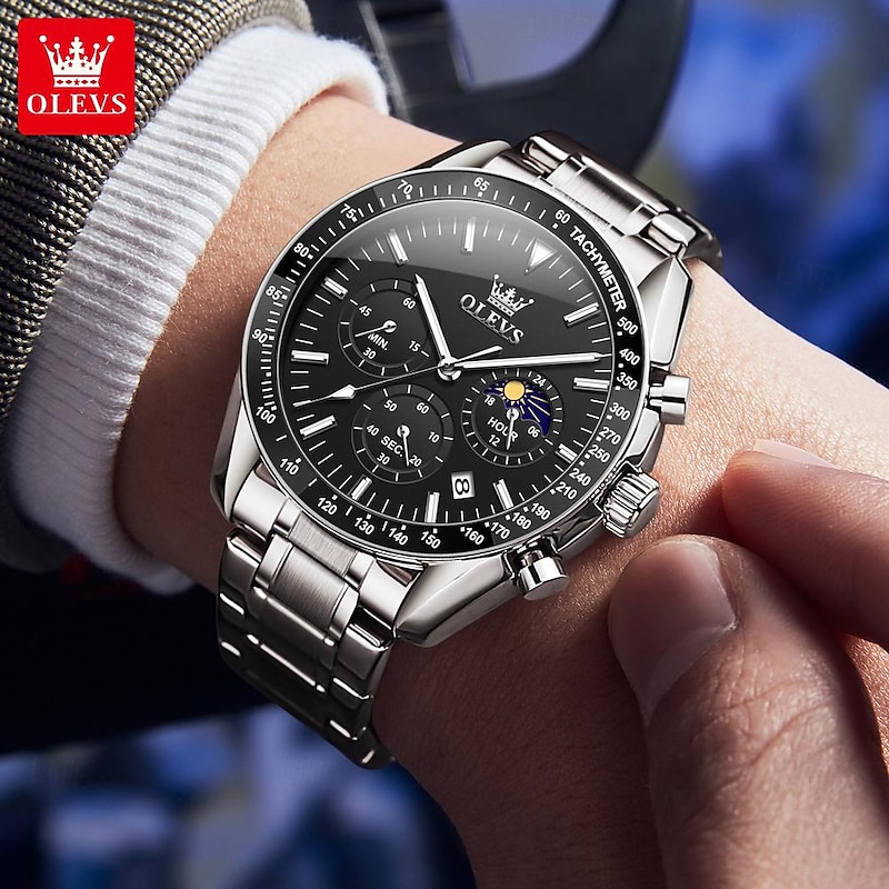 OLEVS Men Quartz Watch Outdoor Fashion Casual Wristwatch Luminous Calendar Waterproof Decoration Steel Watch4