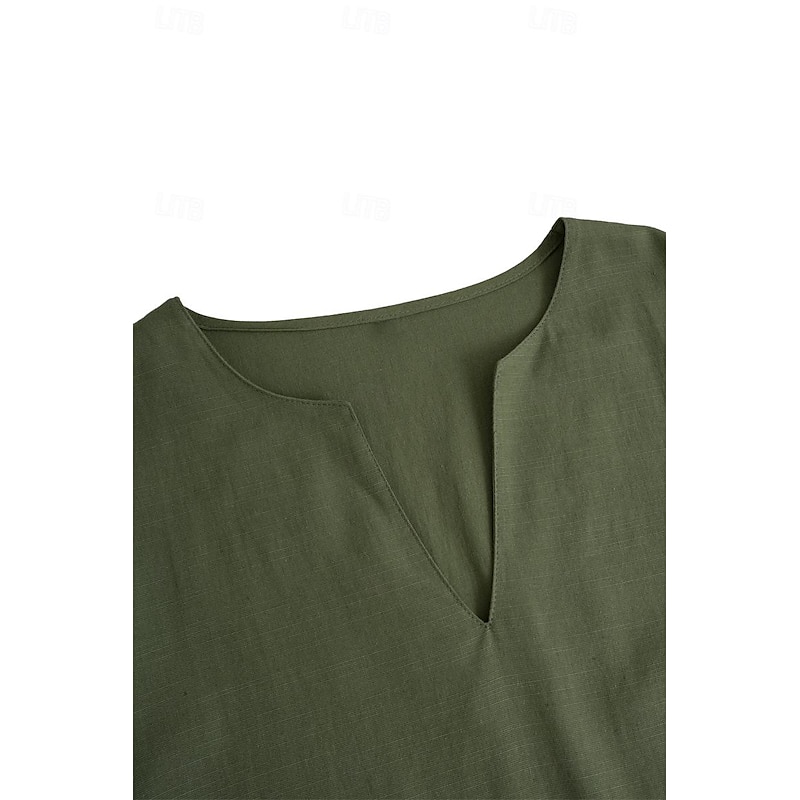 Men's Shirt Linen Shirt Summer Shirt Beach Wear Solid Color Street Hawaiian ArmyGreen Black White Orange Long Sleeve Collar Clothing Apparel4