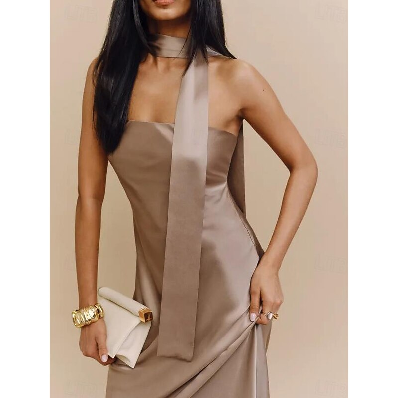 Sheath Wedding Guest Dresses Elegant Dress Formal Black Tie Floor Length Sleeveless Strapless Charmeuse with Strappy3