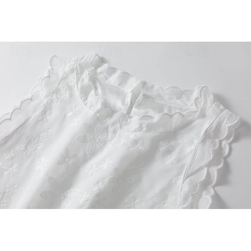 Women's Mini Dress White Dress Graduation Dress Lace Dress Sundress Fashion Casual Daily Loose Fit Plain Sleeveless Crew Neck White Summer Spring2