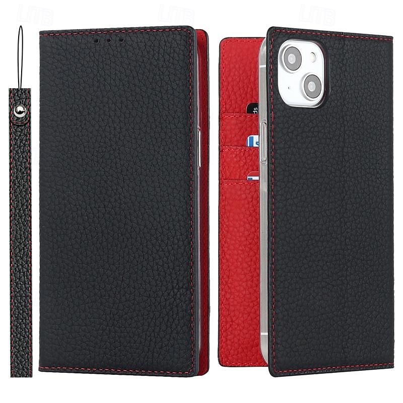 Phone Case For iPhone 17 Pro Max 17 Air 16 15 14 Pro Max Plus 13 12 11 Pro Max Mini Wallet Case with Wrist Strap Kickstand Card Slot Retro Genuine Leather TPU2