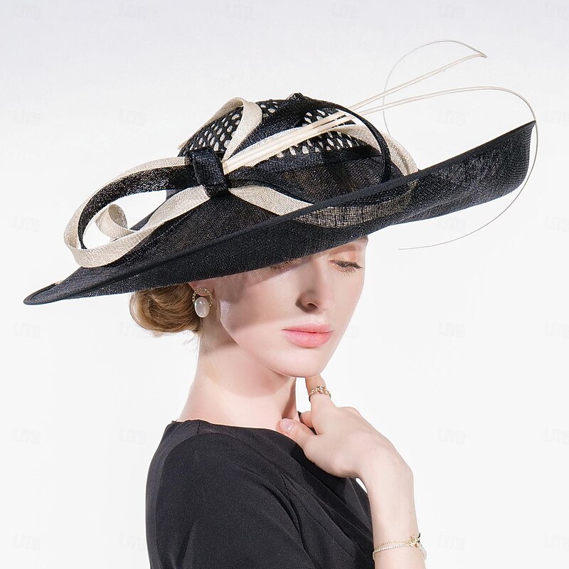 Hats Sinamay Bowler / Cloche Hat Sun Hat Top Hat Wedding Tea Party Elegant Wedding With Feather Bowknot Headpiece Headwear3