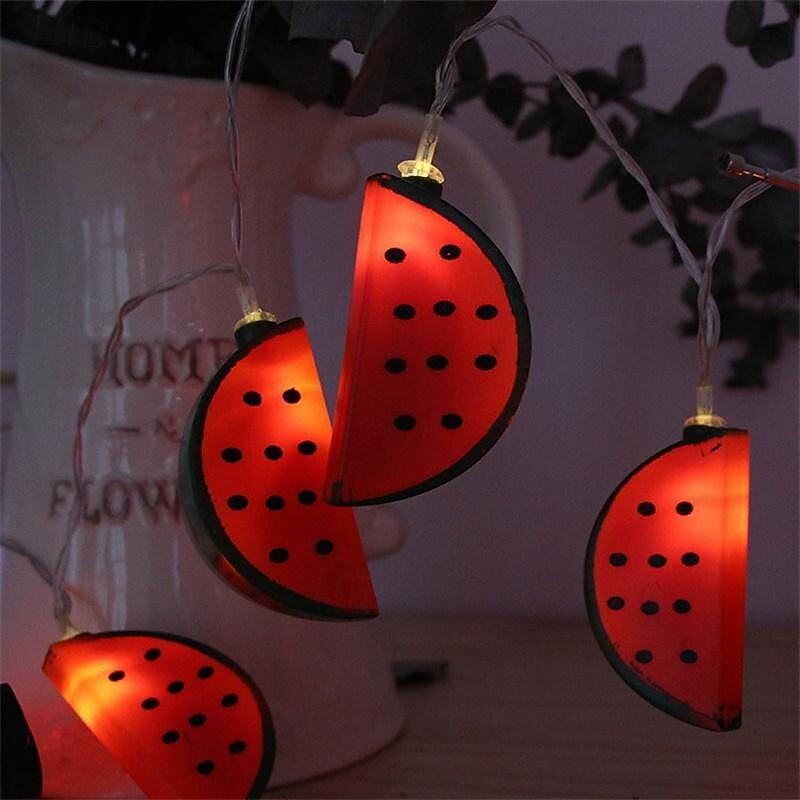 Multicolor String Lights, Summer Beach Flip Flop Themed Slipper String Lights, Battery Operated Summer Fruit String Lights - Watermelon & Pineapple Design Indoor Decoration Lights Perfect for Parties Patio and Garden Decor LED Festive String Lights2