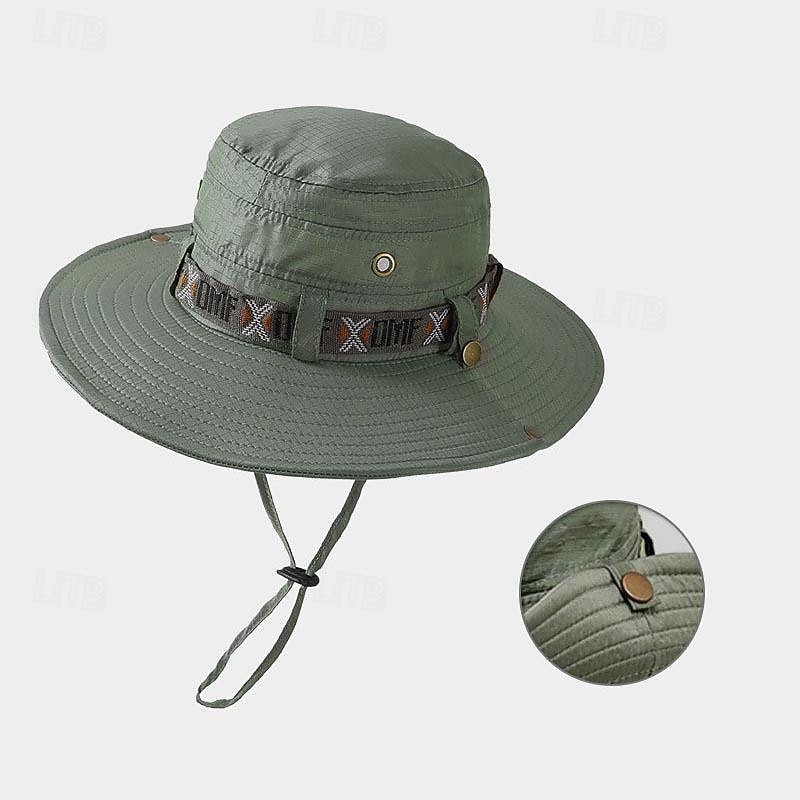 Men's Bucket Hat Sun Hat Light Green Dark Green Polyester Fashion Casual Street Daily Plain Adjustable Sunscreen Breathable