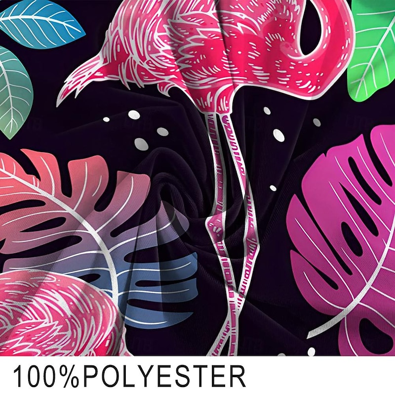 Men's Leaf Flamingo Plants Swim Trunks Swim Shorts Board Shorts Mid Waist Fashion Designer Surfing Holiday Beach Drawstring Pocket Elastic Waist Designer Clothing Apparel3