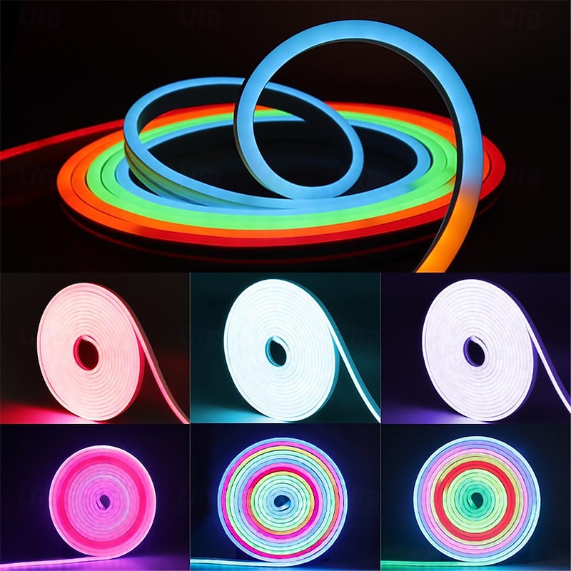 Waterproof Smart Wifi Neon LED Strip Lights, 12V Silicone Neon Rope Light with 17key RGBIC Dream color Chasing Strip Tape for Room DIY