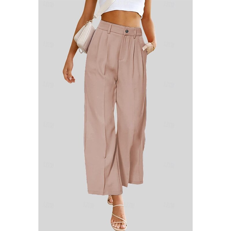 Women's Dress Pants Fashion Long Plain Side Pockets Breathability Comfortable Micro-elastic Casual Daily Pink Blue Brown Beige Summer Regular Fit