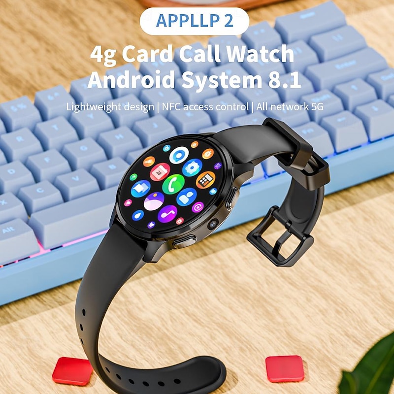 LOKMAT APPLLP 2 Smart Watch 1.508 inch 4G LTE Cellular Smartwatch Phone 3G 4G Bluetooth Pedometer Call Reminder Sleep Tracker Compatible with Null Women Men GPS Hands-Free Calls Media Control IPX-4