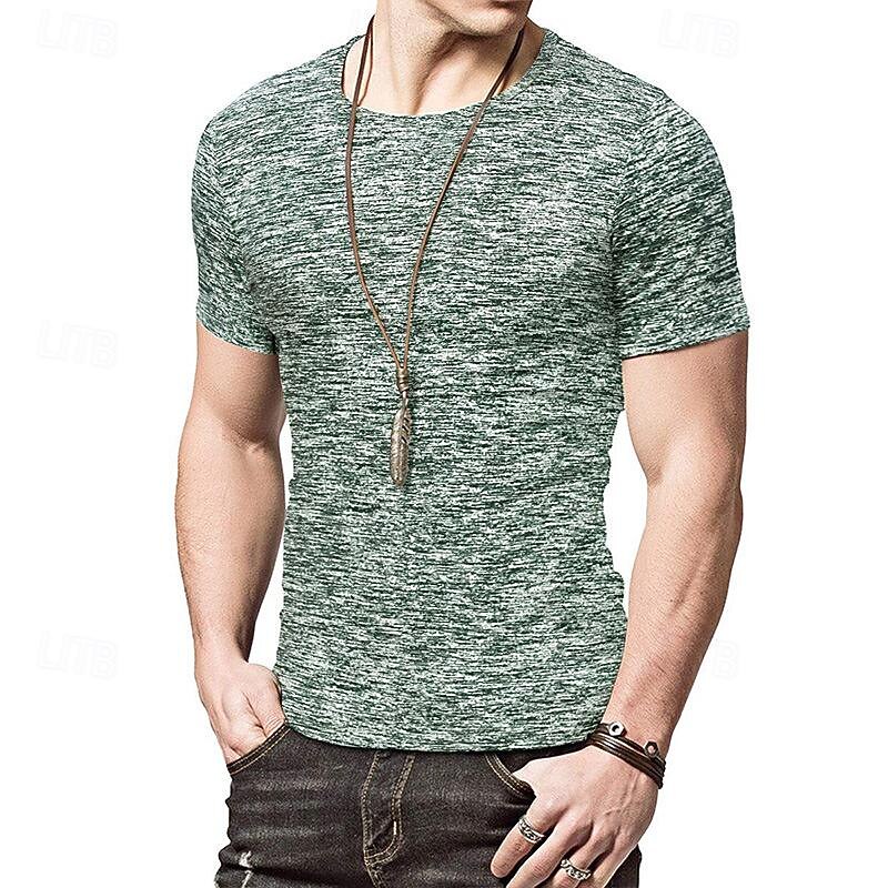 Men's T shirt Short Sleeve Crew Neck Tee Tshirt Muscle T-Shirt Short Sleeve Shirt Outdoor Workout Soft Sweat wicking Polyester Light Green Blue Dark Green Gym Climbing Camping / Hiking / Caving