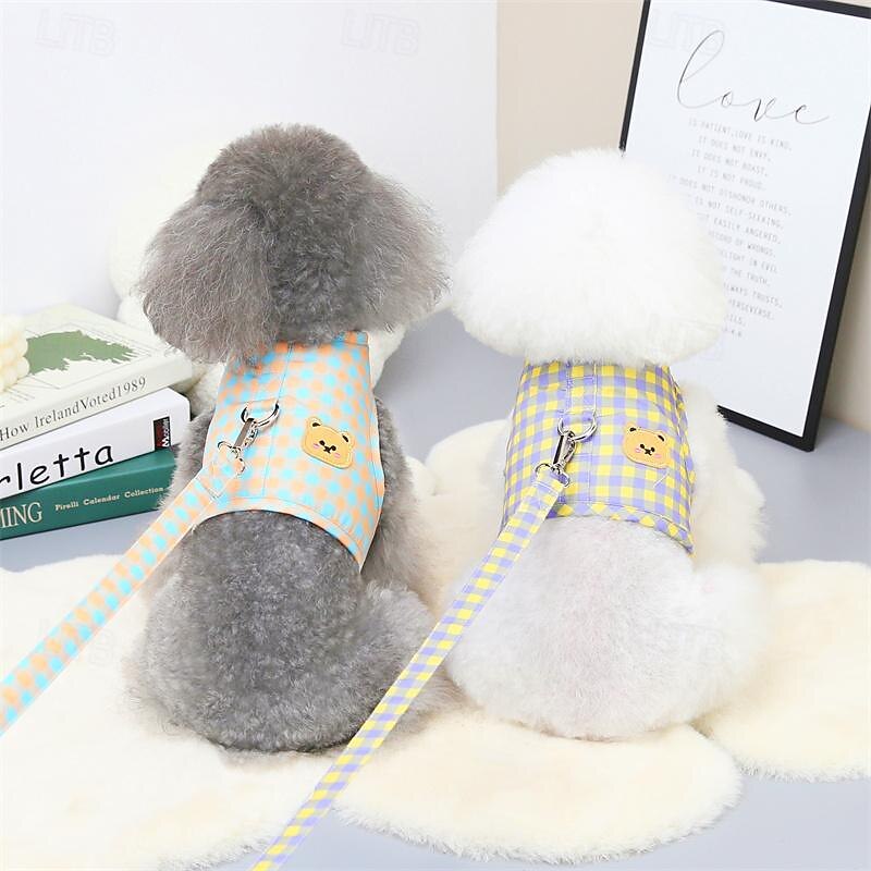 Dog Cat Harness Dog Clothes Puppy Clothes Dog Outfits Light Green Purple Costume for Girl and Boy Dog Padded Fabric Mesh S M L XL