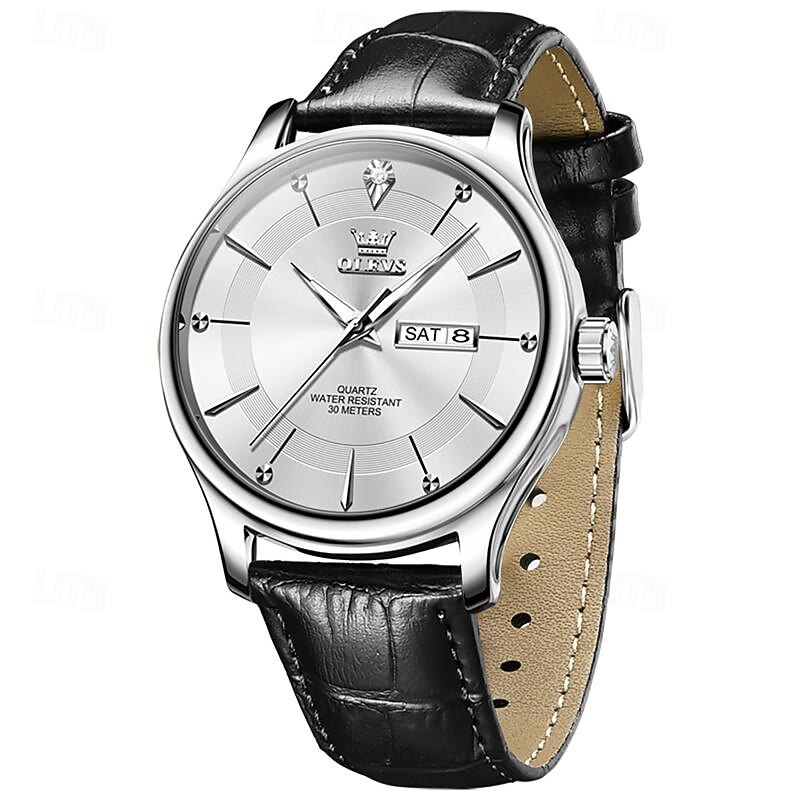 New Olevs Brand Fashion Trend Belt Men'S Watch Luminous Calendar Week Display Simple Leisure Waterproof Men'S Watch2