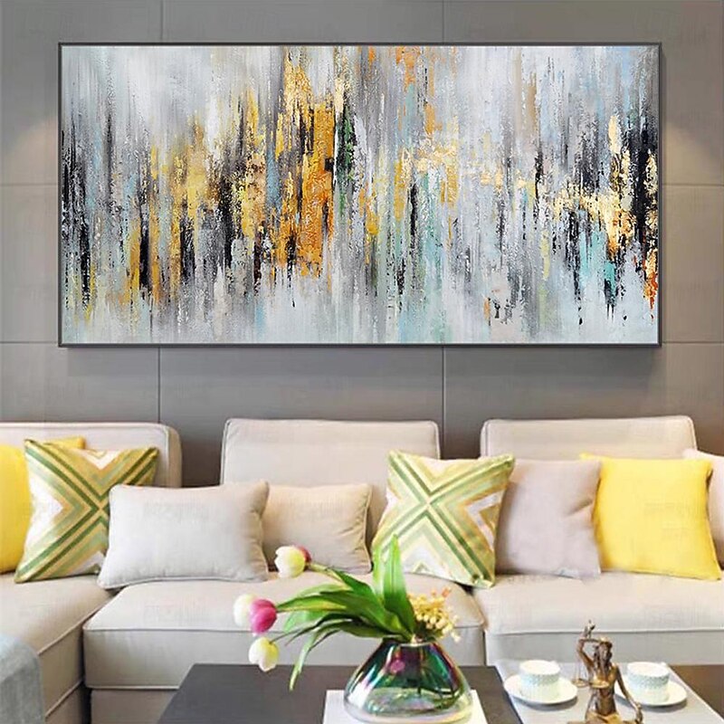 Mintura Handmade Texture Abstract Golden Oil Paintings On Canvas Modern Wall Art Decoration Pictures For Home Decor Rolled Frameless Unstretched Painting2