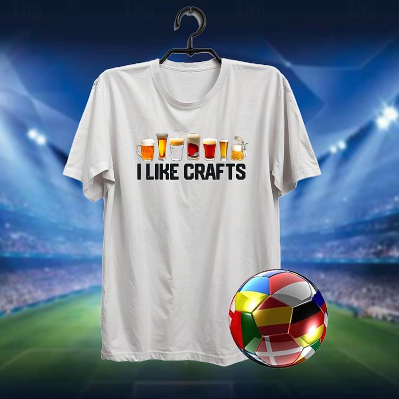 Men's Letter Printed Beer T Shirt Tee Top Cotton Short Sleeve Graphic Shirt Black White Comfortable Tee Street Sports Outdoor Fashion Designer Clothing4