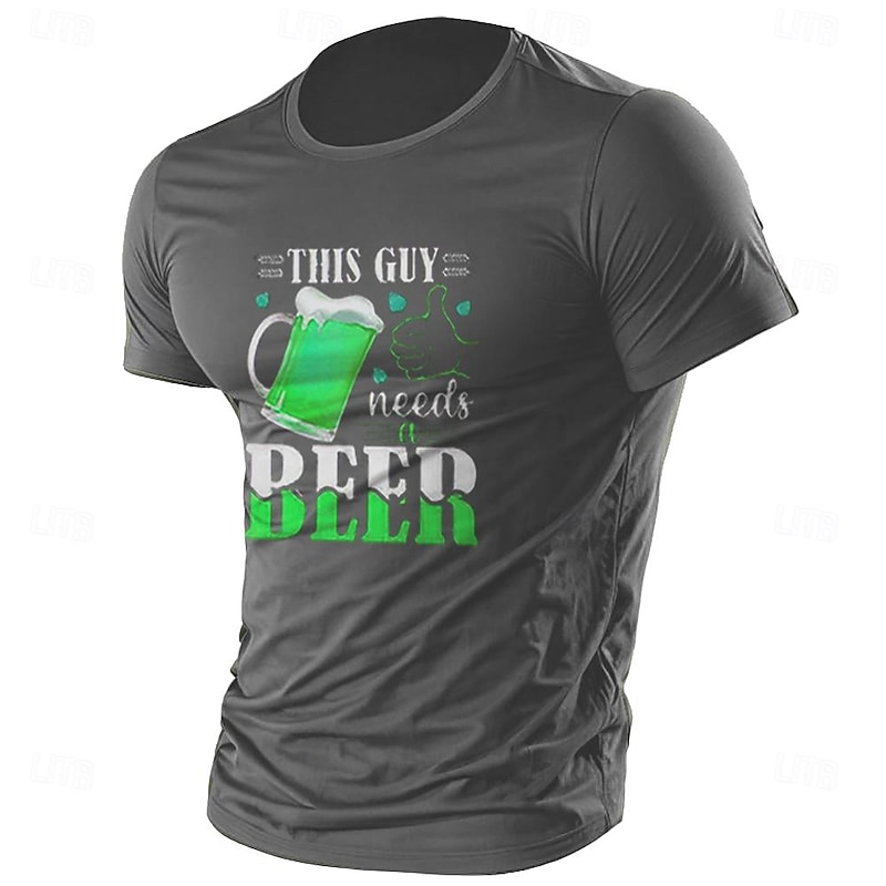 Men's Letter & Number Beer T Shirt Tee Top Cotton Short Sleeve Graphic Shirt Dark Grey#1 Dark Grey#2 Black Comfortable Tee Street Sports Outdoor Fashion Designer Clothing4