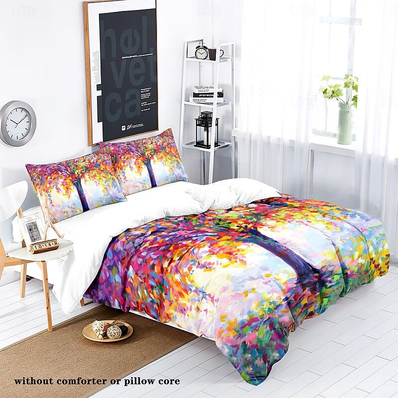 Van Gogh Oil Painting Tree 3-Piece Duvet Cover Set for Summer Soft Skin Friendly Long Lasting for Hotel Bedroom Guest Room Bedding Comfy Set2
