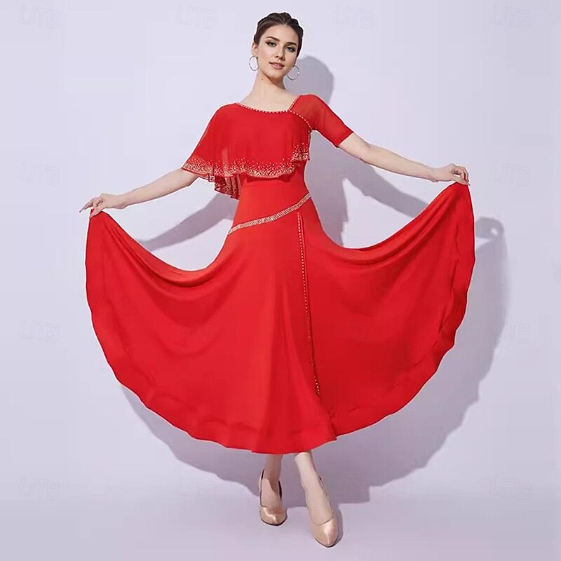 Ballroom Dance Competition Dress Women Modern Dance Costumes National Standard Dance Waltz Dress4