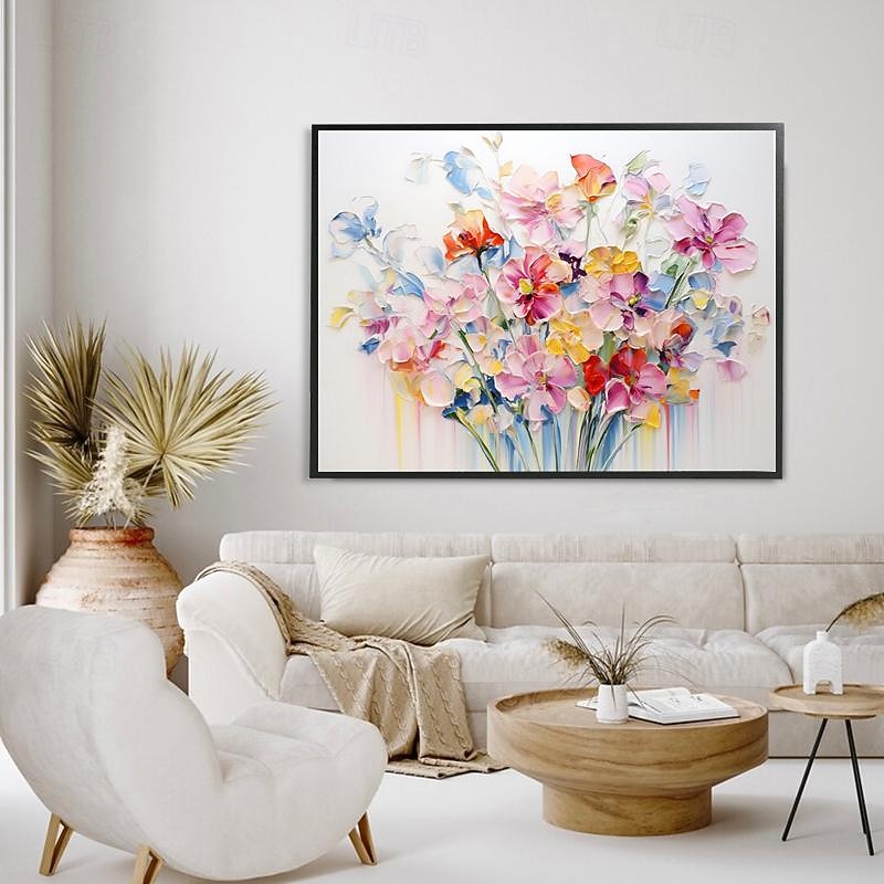 Handmade Oil Painting Canvas Wall Art Decoration Modern Abstract Flowers  for Living Room Home Decor Rolled Frameless Unstretched Painting2