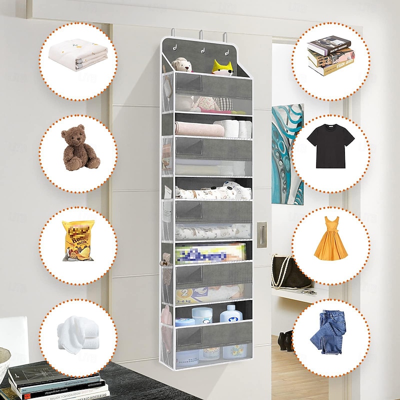 5-Shelf Over-the-Door Storage Organizer -Back to School Space-Saving Hanging Design with 10 Extra-Large Capacity Pockets - Perfect for Bedroom Bathroom Food Pantry and Home Storage2
