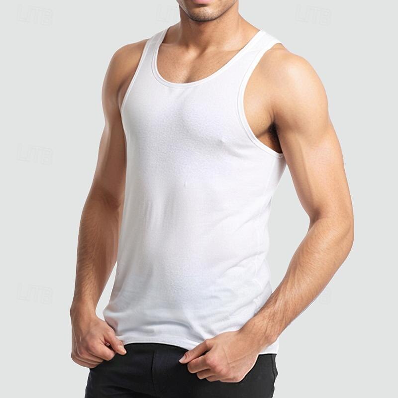 Men's Workout Tank Top Running Tank Top Gym Tank Top Sleeveless Vest / Gilet Casual Athleisure Solid Colored Spandex Quick Dry Soft Breathable Gym Workout Walking Jogging Sportswear Activewear Black