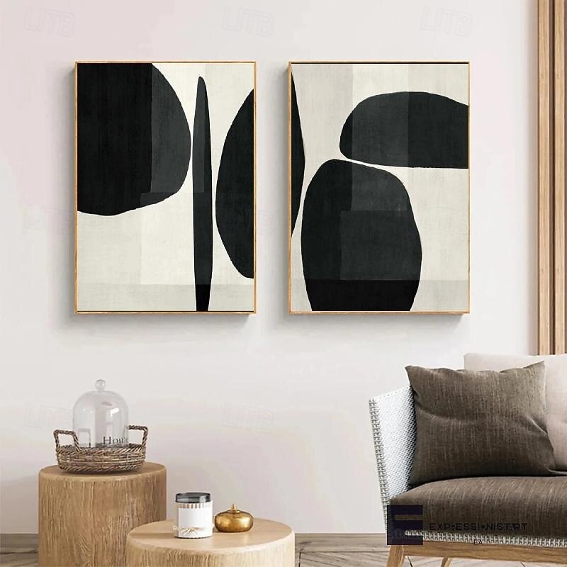 oil painting Handmade  Black and White oil painting Wabi Sabi Abstract oil painting Hand painted Wall Art  Modern Abstract Oil Painting Geometric Figure painting Wall Art for Home decoration2