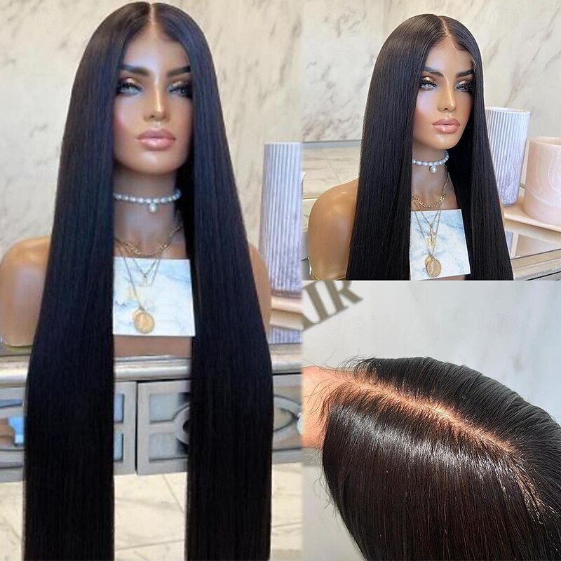 REAL HD Swiss Lace Vietnamese Remy Human Hair 5x5 HD Closure Wig Bone Straight  Lace Front Human Hair Wigs with Baby Hair Bleached Knots Pre-Plucked For Women