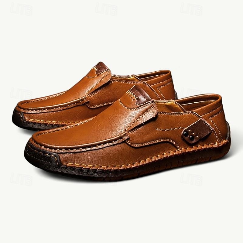 Men's Loafers – Casual Slip-On Moccasins with Stitching Detail – Brown, Perfect for Work, Travel, and Everyday Wear2