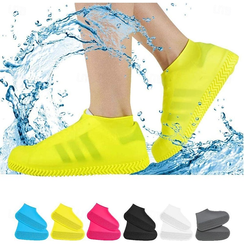 Waterproof Shoe Covers, Non-Slip Water Resistant Overshoes Silicone Rubber Rain Shoe Cover Protectors for Kids, Men, Women