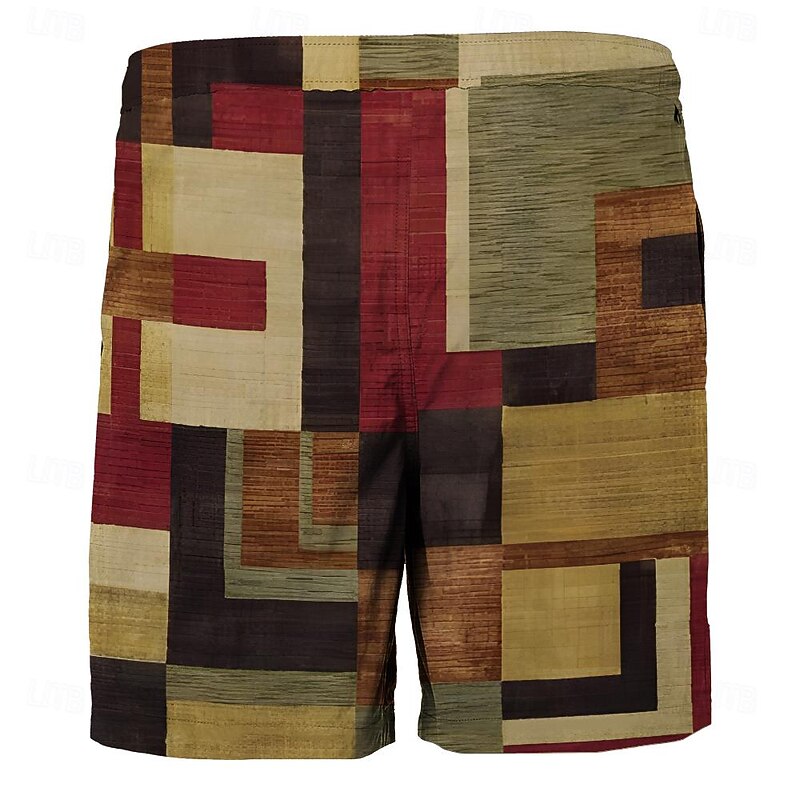 Men's Plaid Color Block Stripe Swim Trunks Swim Shorts Board Shorts Mid Waist Fashion Streetwear Designer Casual Daily Holiday Pocket Drawstring Elastic Waist Designer Clothing Apparel2