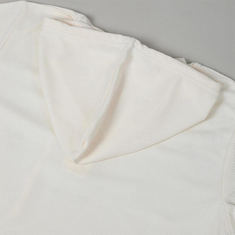 Men's Waffle Knit Tee Tee Top Short Sleeve Hooded Summer Solid Color Daily Casual Buttons Hooded Outdoor Street Causal White Gray Green Top Tee for Men3