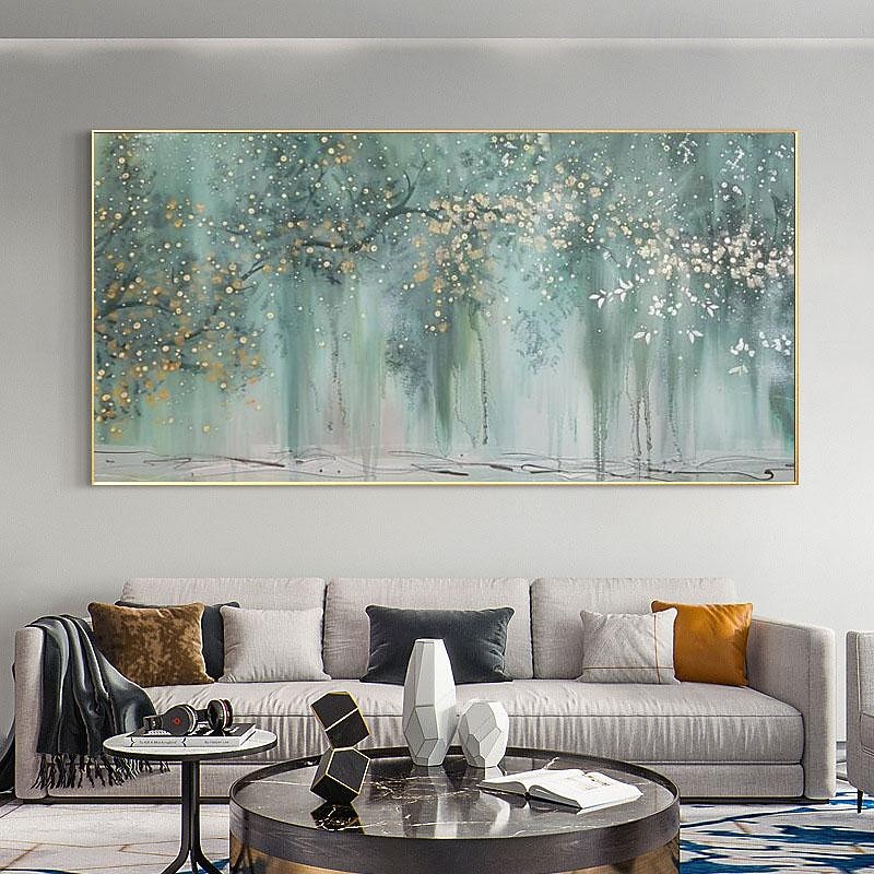 Hand painted  Abstract Oil Painting on Canvas Modern Abstract Wall Art Original Oil Painting Living Room Wall Art Green Sky Wall Art Gift for Her Room Bedroom Decor3